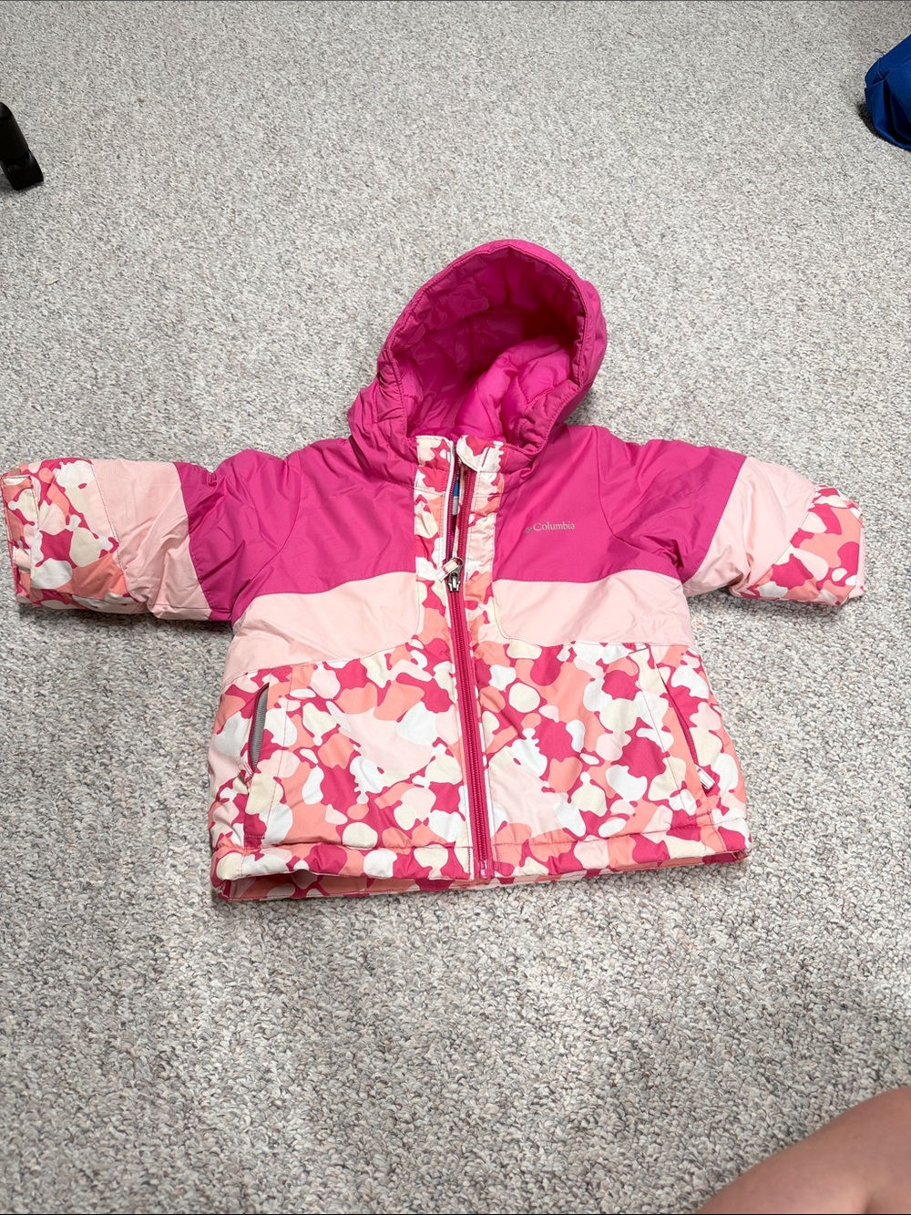 Columbia Pink and Light Pink Patterned Hooded winter Jacket